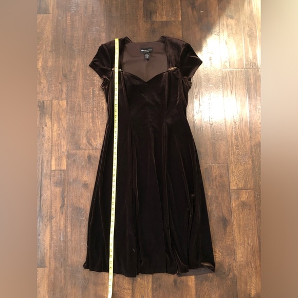 VTG 90s Connected Apparel Y2K Dark Brown Velvet A-Line Sweetheart Neck, 12P - Picture 8 of 10